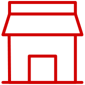 Bild Terrassendach, Icon Terrassendach, Icon Terrassendächer, Icon mit Terrassendach in Rot, Hintergrund transparent